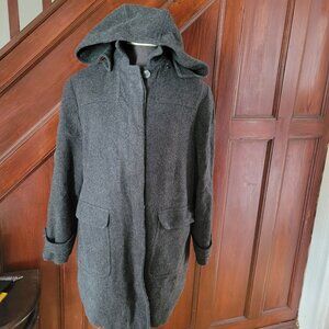 Albert Nipon Studio Womens Wool Coat With Hood Size 6 Charcoal Gray